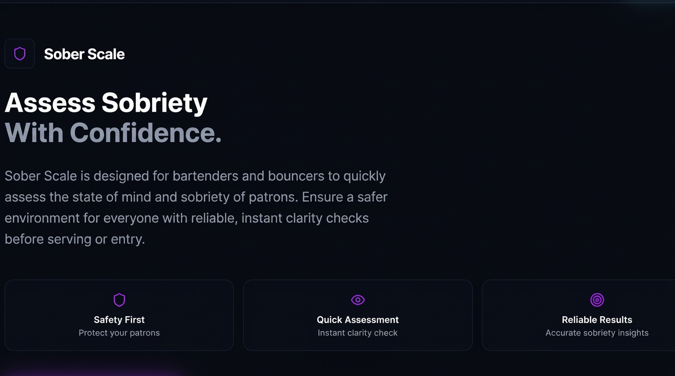 Sober Scale app showing the sobriety assessment home screen